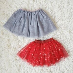 Two tulle girls Christmas holiday skirts 12/18mnts & 3/4 yrs